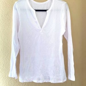 L/S WHITE RIB KNIT SHIRT